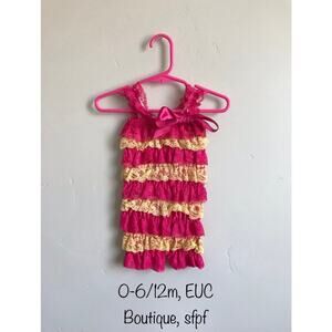 Baby Girl Yellow and Pink Lace Romper